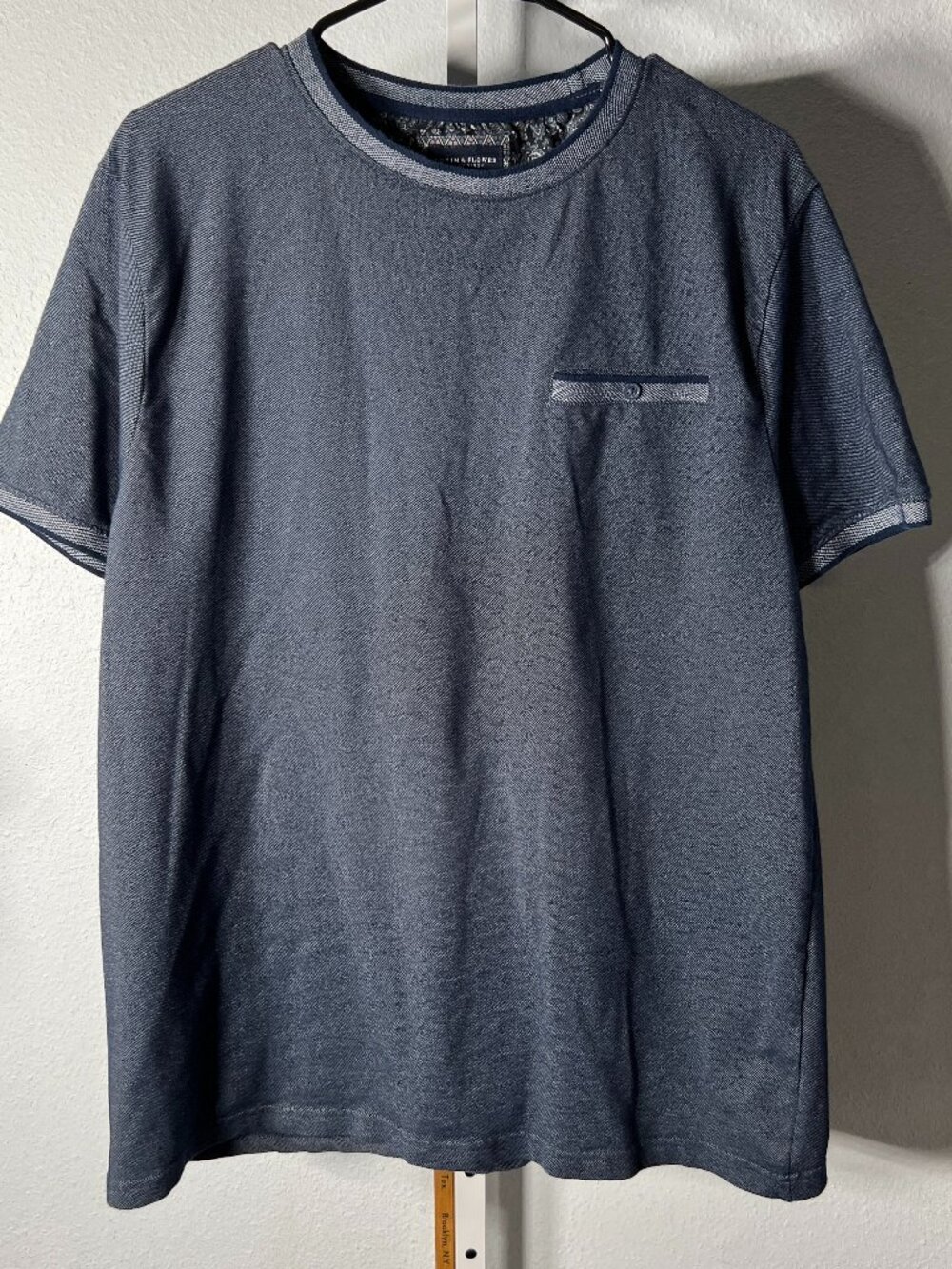 Denim & Flower Ricky Singh Blue-Grey Trimmed/Cuffed Tee T-Shirt SZ XXL